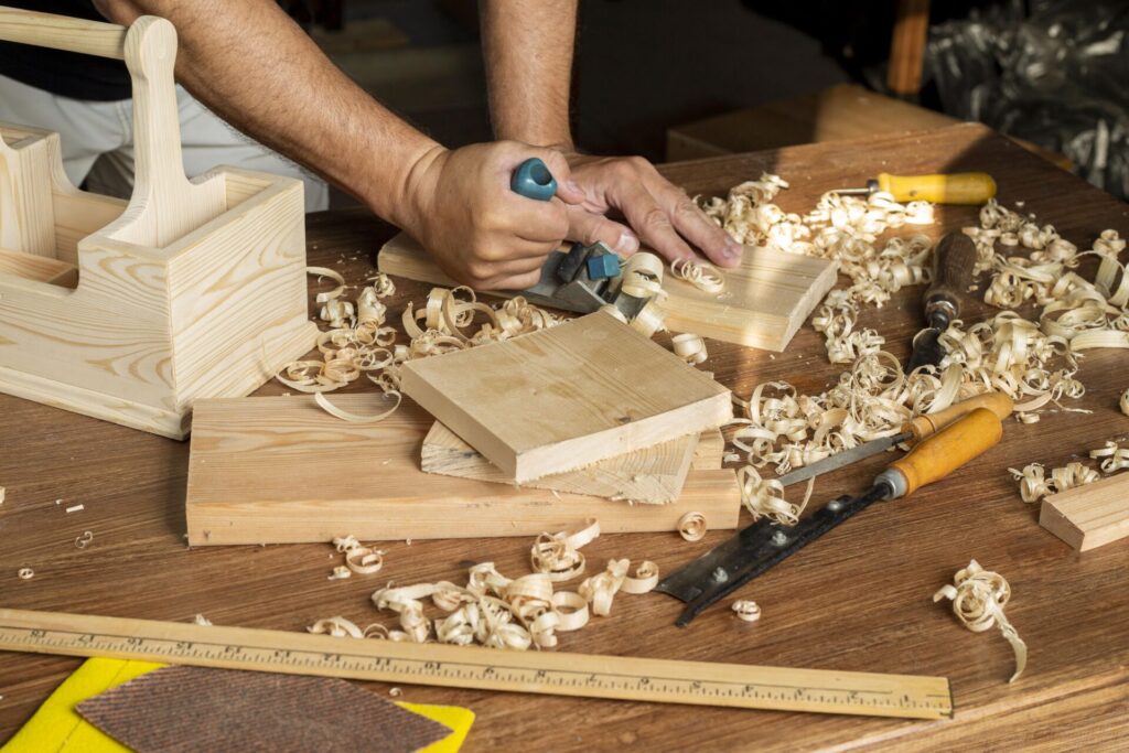 carpenter working his desk